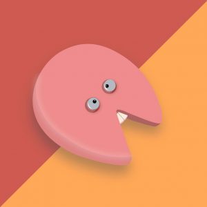 Illustration eines pinken Pacmans