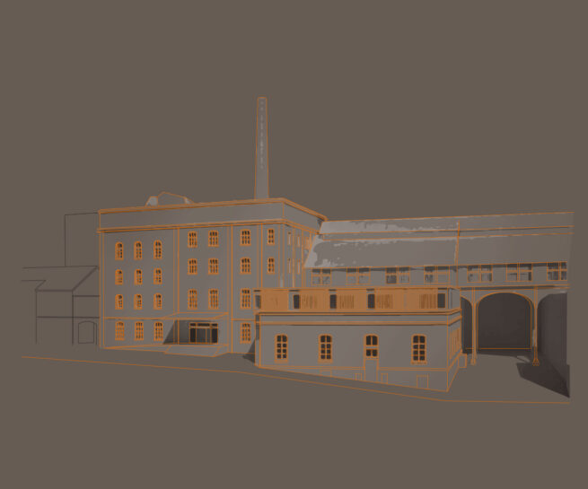 grafische Illustration ehemalige Brauerei B2 Hotel