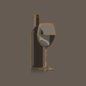 Illustration einer Weinflasche und eines Weinglases