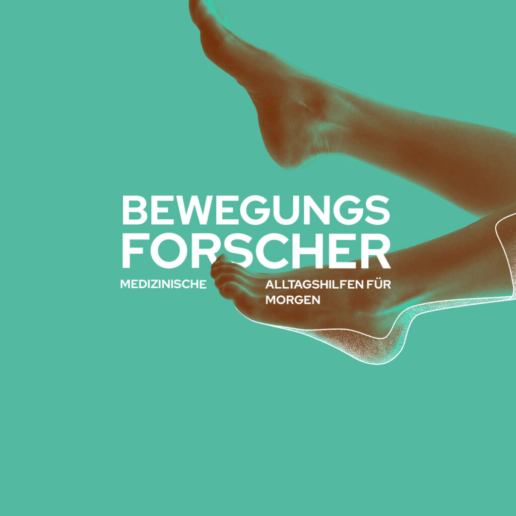 KeyVisual für Bewegungsforscher Beinen und dem Titel des Projekts