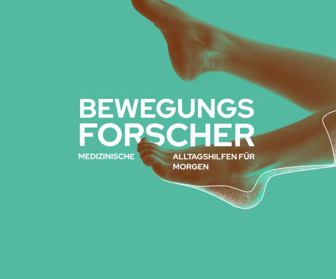 KeyVisual für Bewegungsforscher Beinen und dem Titel des Projekts